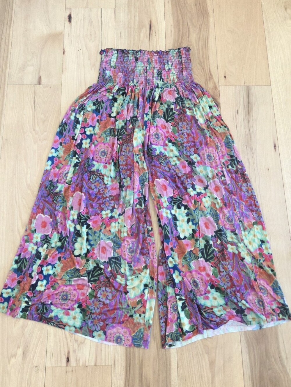 NWT Natural Life Make A Move ButterSoft Palazzo Pants Pink Painted Garden L - Picture 2 of 7